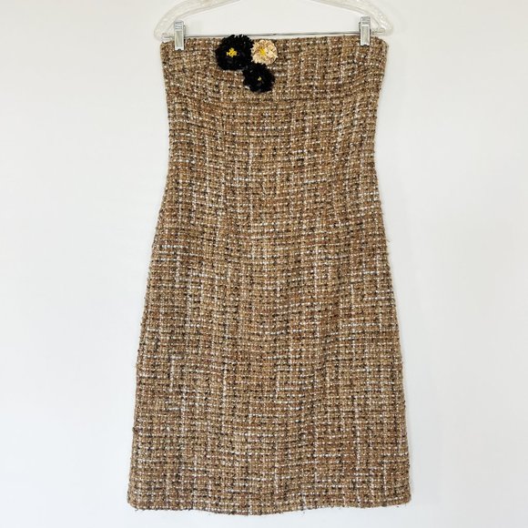 Ruth Dresses & Skirts - Ruth Brown Tweed Sequin Flower Strapless Dress Anthropologie